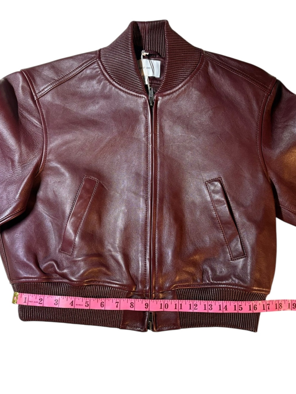 H&M STUDIO COLLECTION 2026 NWT Burgundy
Leather Bomber Jacket in Sz M - Picture 14 of 16
